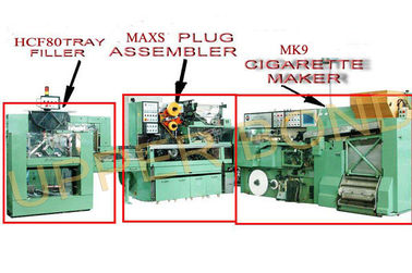 Green High Speed Cigarette Making Machines With Filter Assembling And Tray Filler
